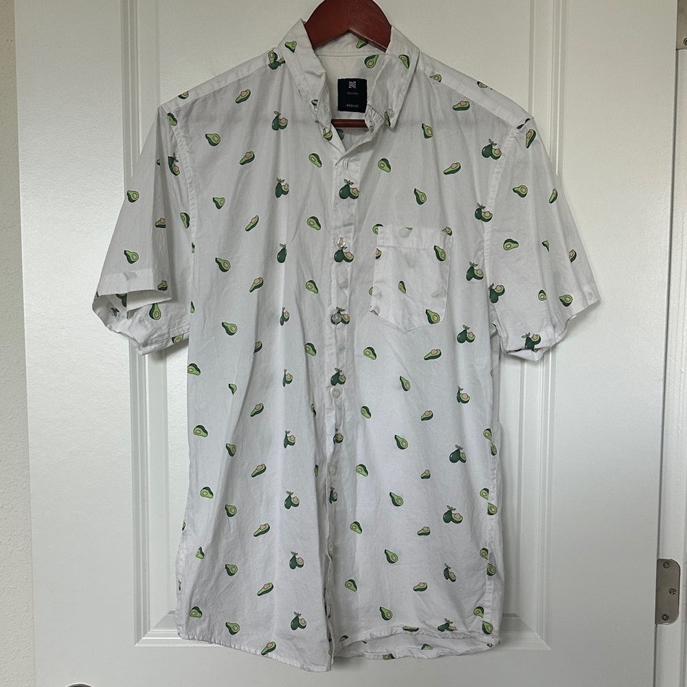 White Avocado Print Men's Shirt